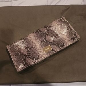 NWT Nine West Faux Python Snakeskin Clutch Foldover Purse